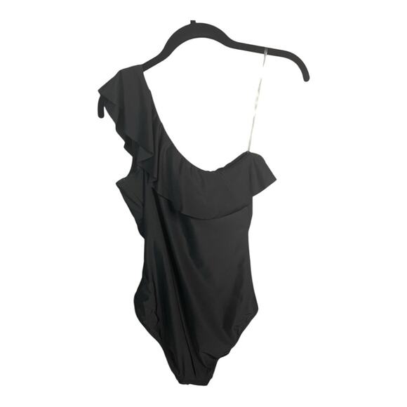 J. Crew Factory Ruffle One-Shoulder One Piece Bathing‎ Suit in Black Size S NWT - Picture 5 of 8